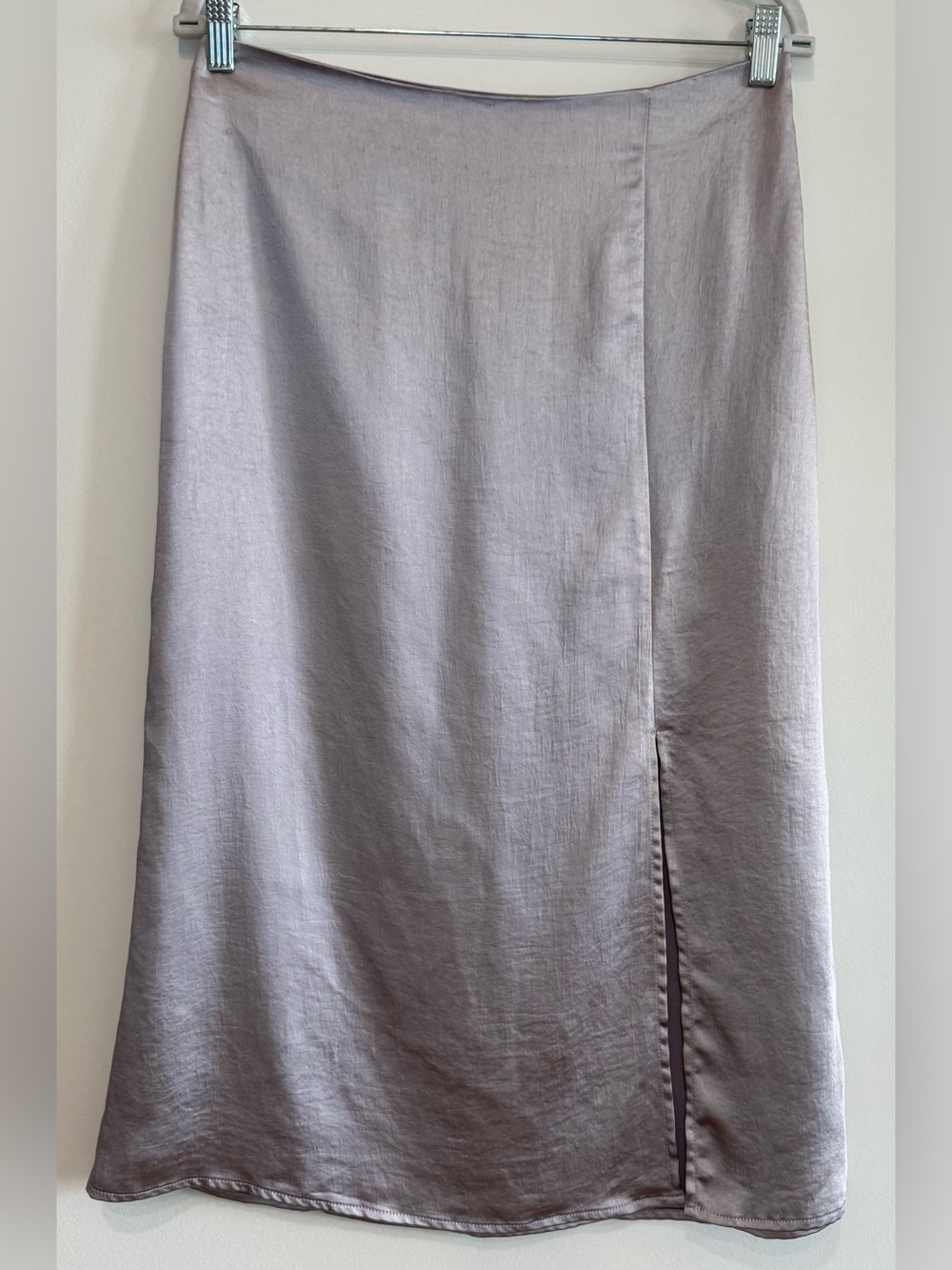 Molly Green Lavender Metallic Satin Midi Skirt Size L